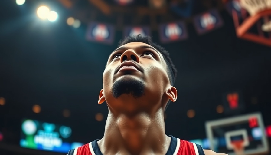 Focused basketball player in dramatic arena lighting during NBA playoffs.