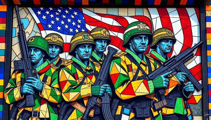 Colorful mosaic depicting soldiers with stars, San Antonio public art news.