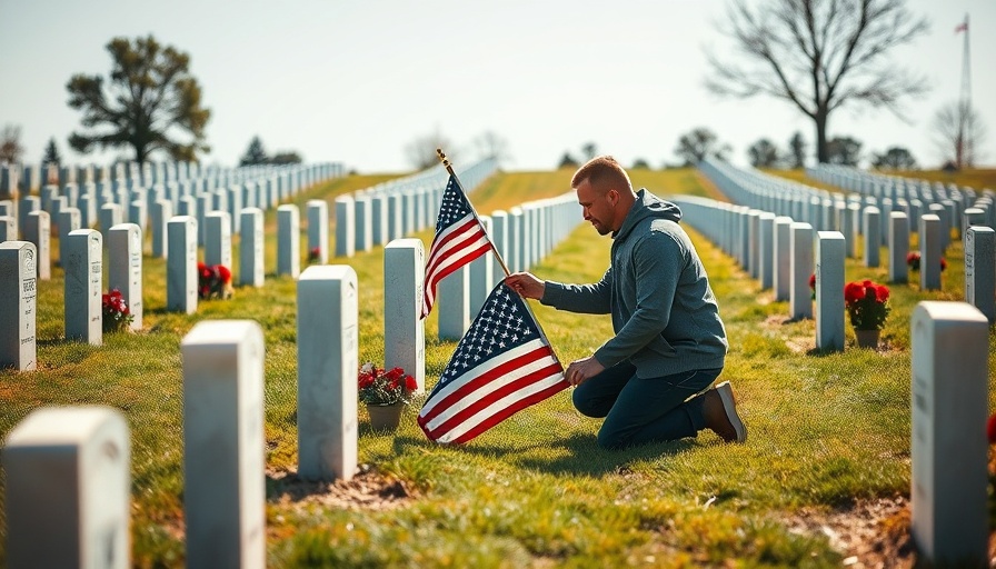 Memorial Day flags placed in honor, San Antonio cemetery.