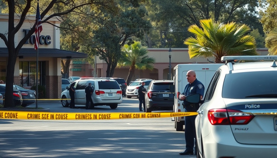 Houston Galleria shooting incident scene with police and vehicles.