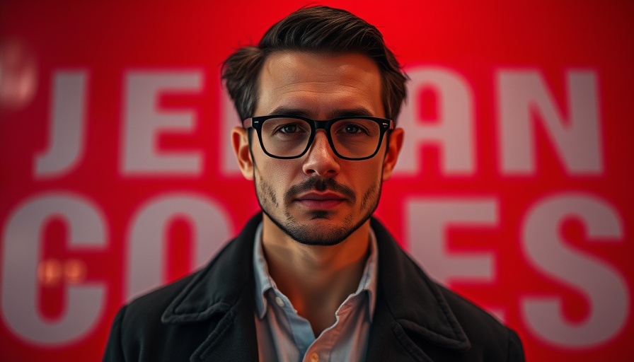 Man with glasses against red background, Chris Evans skips Cannes.