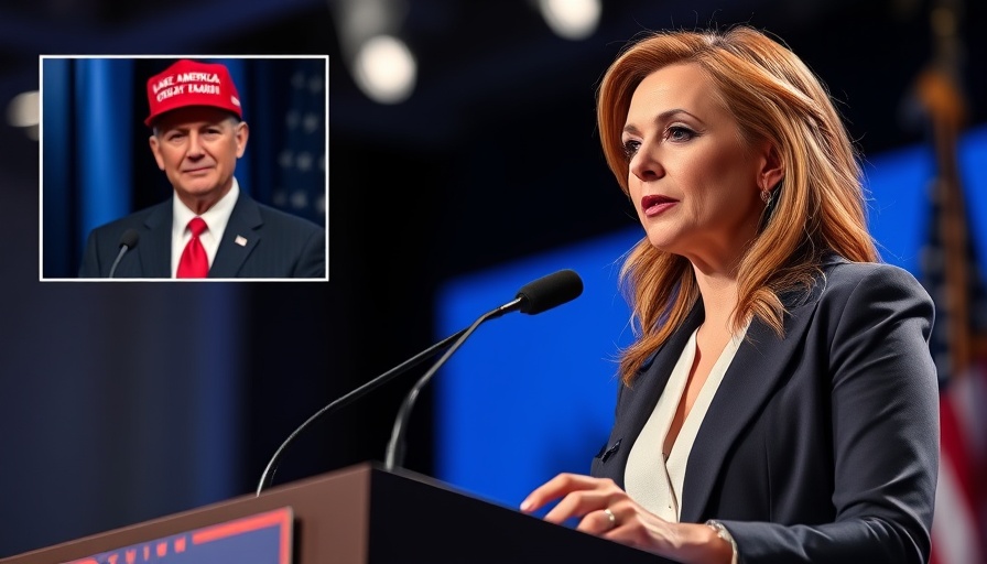 Biden Trump hat controversy with a woman speaking and inset images.