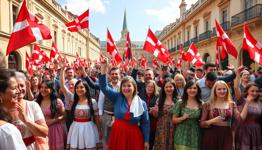 Georgia National Day celebration with crowds and flags.