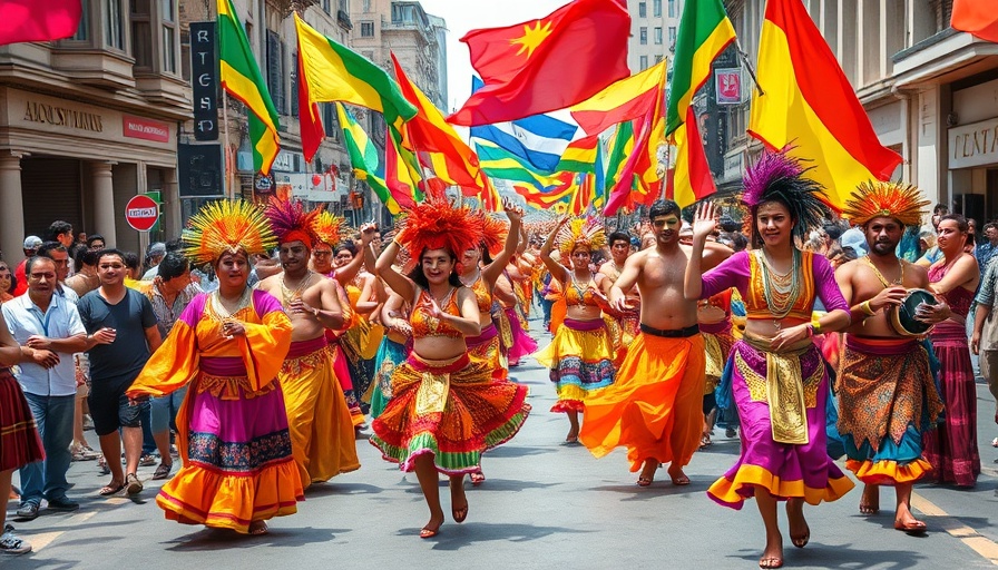 Lively parade scene celebrating Guyana Republic Day.