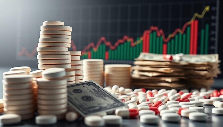 New US drugs prices doubled shown in dramatic photo with pills and cash.