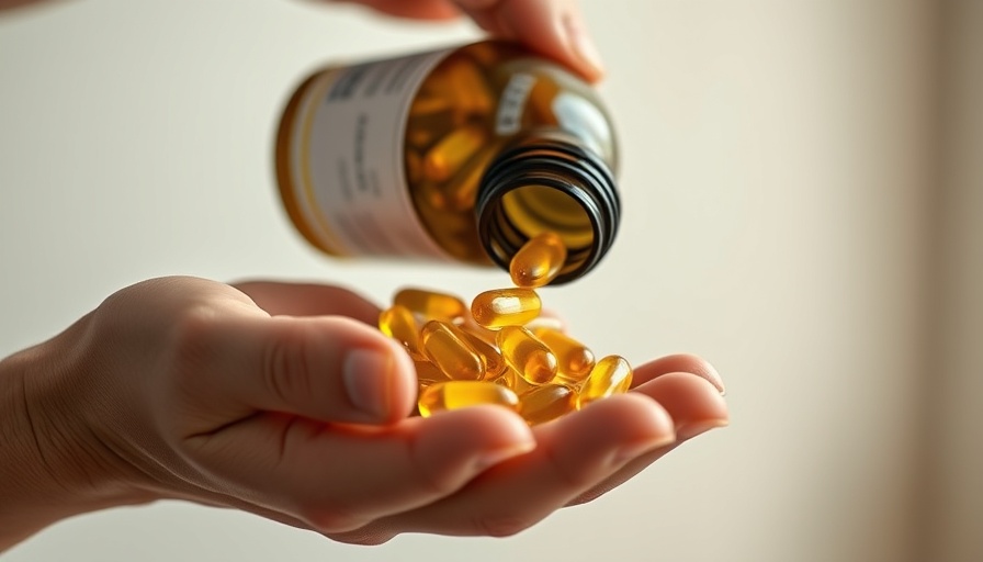 Gentle hand holding vitamin D capsules, promoting health.