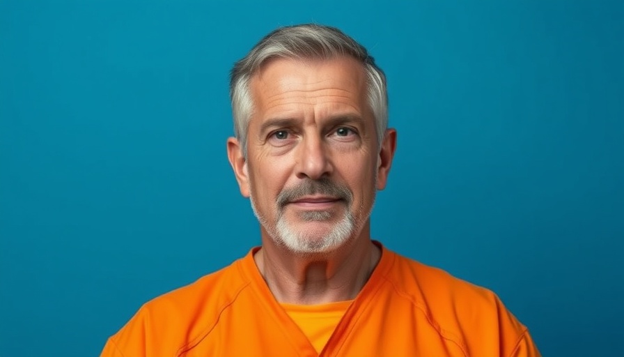 Middle-aged man in prison uniform with a neutral expression.