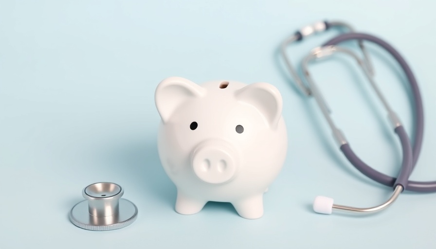 Health and wellness concept with piggy bank and stethoscope on blue.