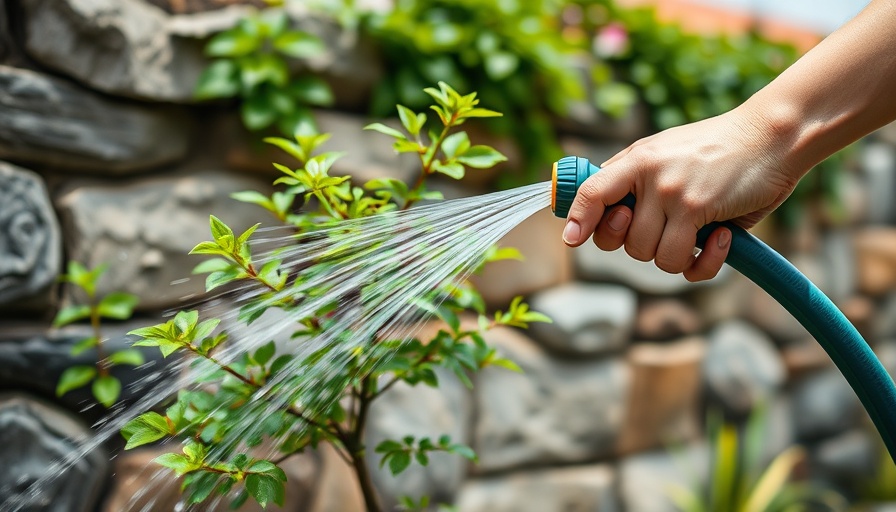 Close-up of watering a tree with a garden hose, symbolizing San Antonio water restrictions.