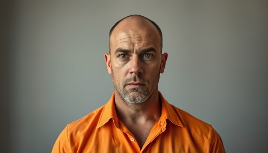 San Antonio Crime Reports suspect in orange shirt against plain wall.