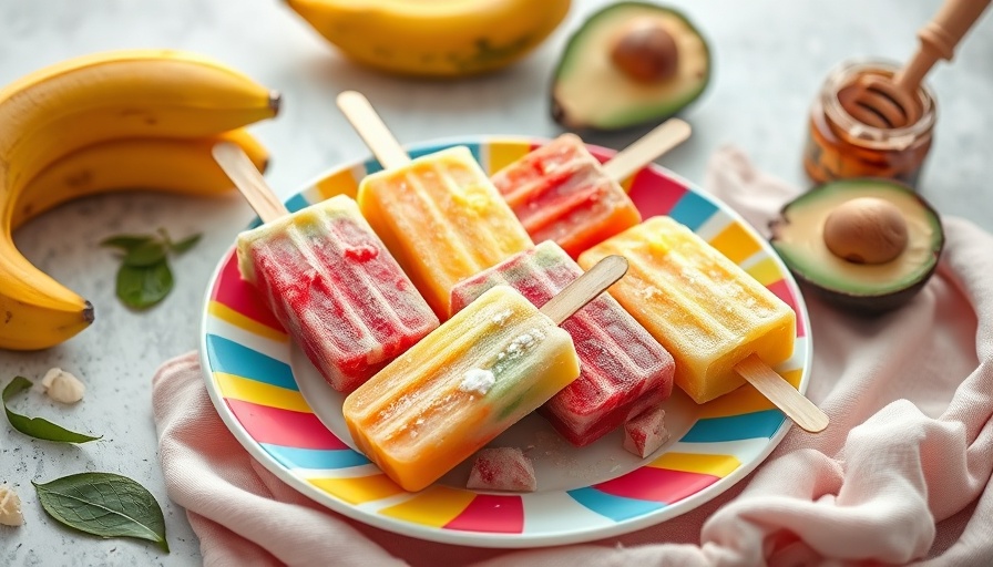 Healthy lifestyle popsicles with fresh ingredients on a plate.