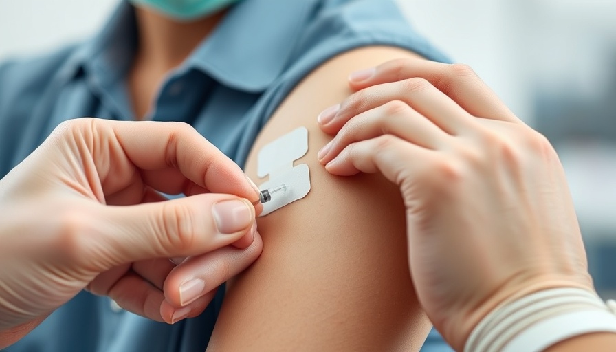 Person receiving band-aid on arm post-vaccination, clinical setting.