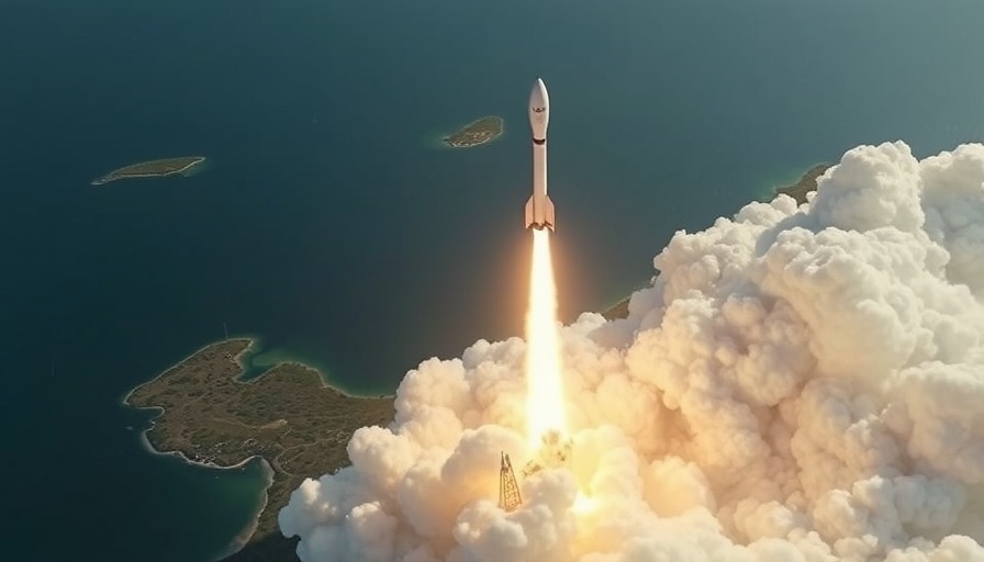SpaceX Starship launch rising over coast
