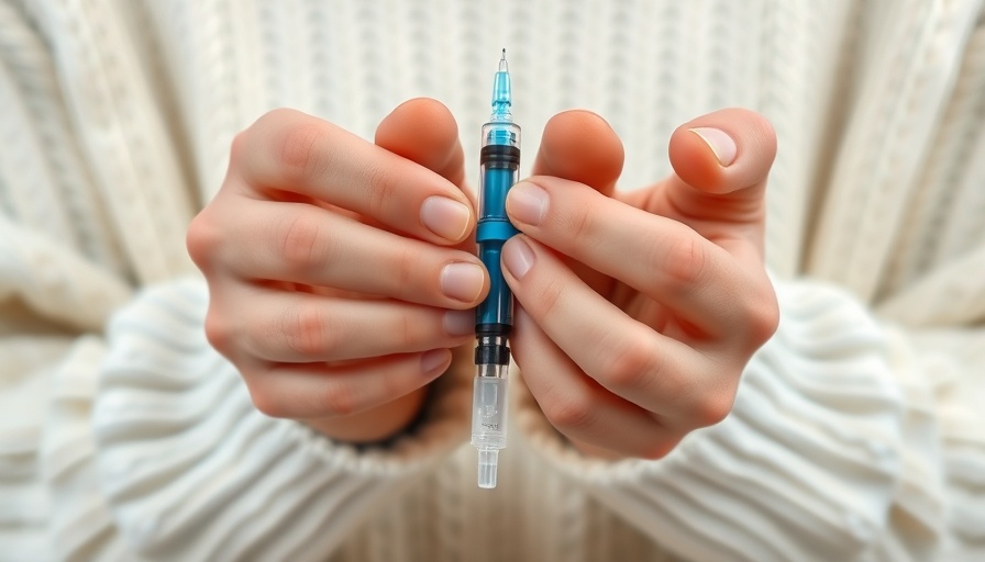 Close-up of hands with GLP-1 prescription pen for weight loss.