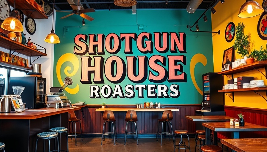 San Antonio coffee shop interior with artistic mural.