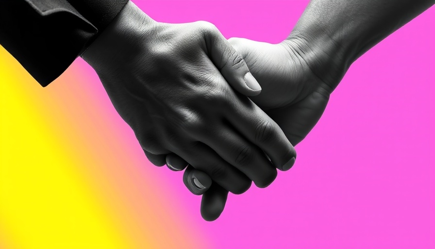 Interlocked hands showcasing unity, vibrant pink and yellow backdrop; health and wellness theme.