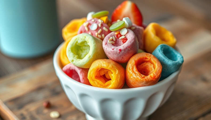 Colorful hand-rolled ice cream in Flower Mound, topped with fresh fruit and sprinkles.