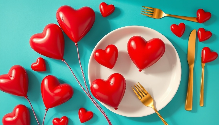 Modern art with red balloons on plate, conceptual dating with ulcerative colitis.
