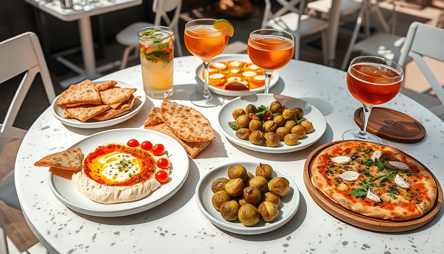 San Antonio dining with Mediterranean dishes on terrazzo table