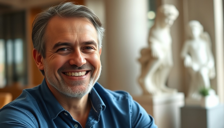 George Coulam portrait in blue shirt indoors