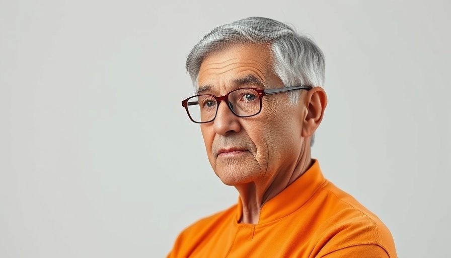 Elderly man in orange outfit, thoughtful expression, Steven Lawson trial context.