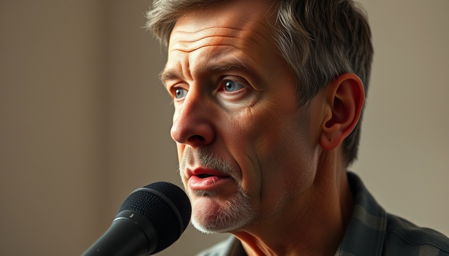 Middle-aged man discusses health trends over 50, studio shot.