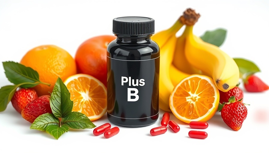 Advanced Daily Energy & Wellness Support supplement bottle with fruits.