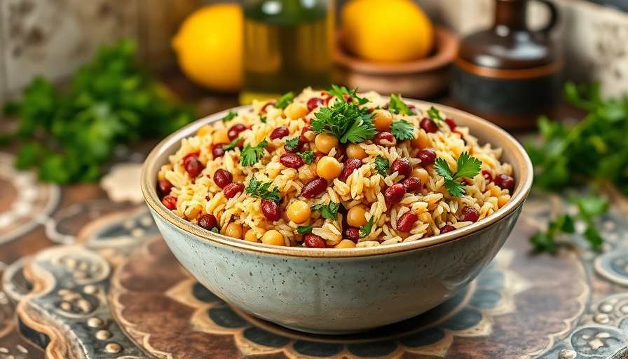 Healthy bowl of rice and legumes for gut health