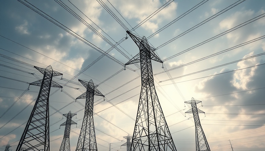 Towering power lines against a cloudy sky, representing Rocky Mountain Power.