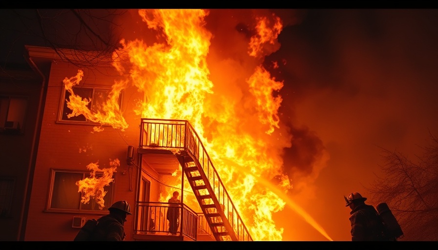 Firefighters extinguishing blazing Houston apartment.