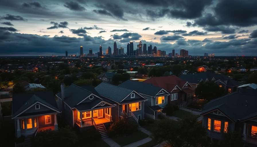 Austin neighborhood at dusk with city skyline, highlighting living in Austin.