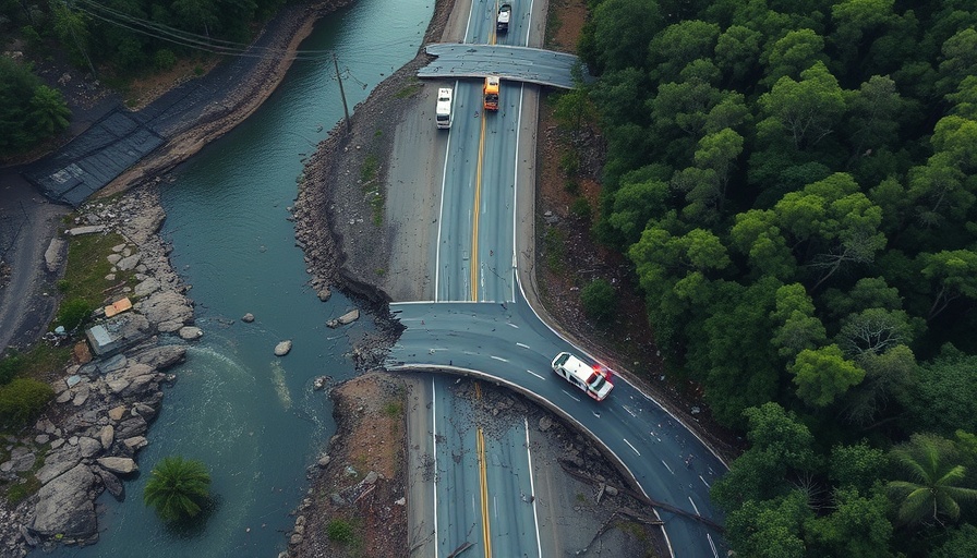 Hurricane recovery infrastructure challenge on damaged road.