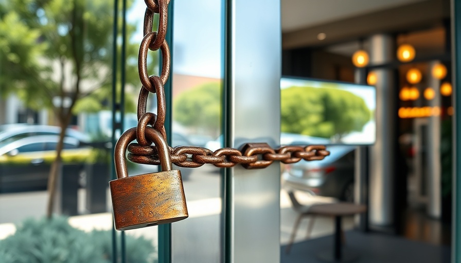 Securely chained glass door indicating wedding venue closure impact.
