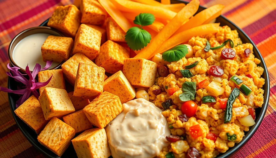 High-protein tofu meal with crispy tofu and vegetables.