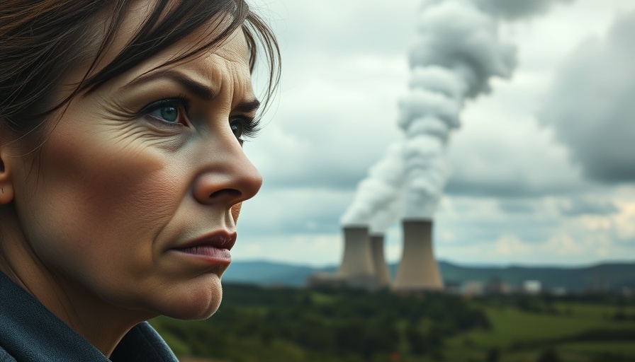 U.S. energy policy visualized with woman and power plant.