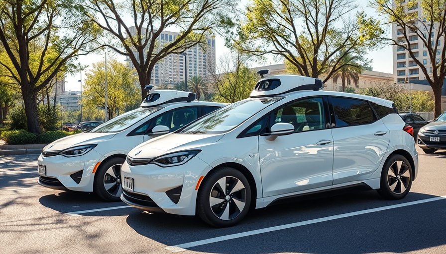 Self-driving cars and urban parking reflecting San Antonio business news.