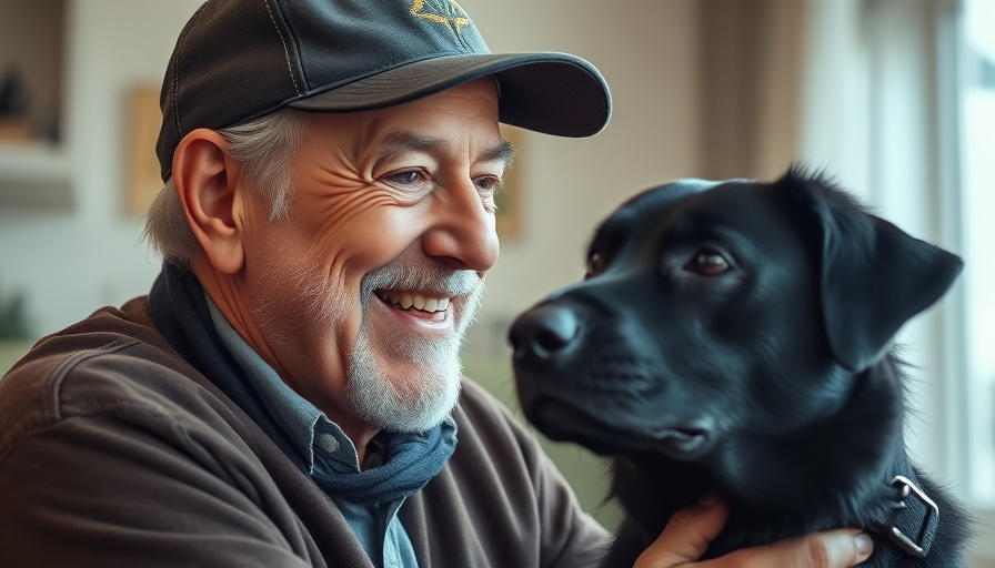 Elderly man with dog symbolizing health and wellness for seniors.