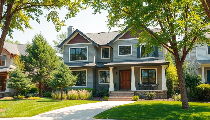 Modern US home with beautiful landscaping, reflecting mortgage market.