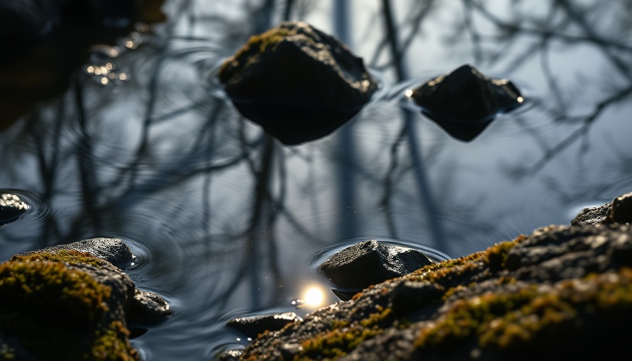 Shadow work for mental wellness; mysterious reflection on water.