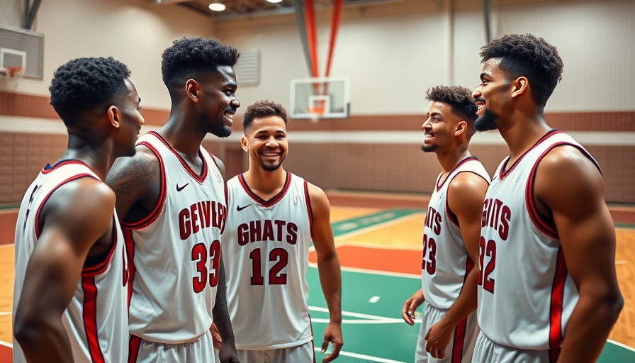 Basketball players smiling during game interaction, fan demonstration after the foul.
