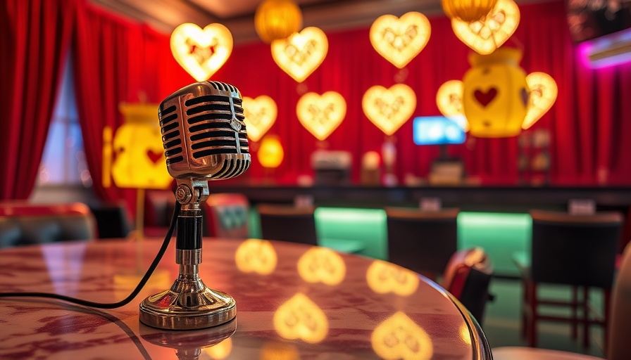 Vintage microphone and note lantern at Broadway Sing-Along Bar