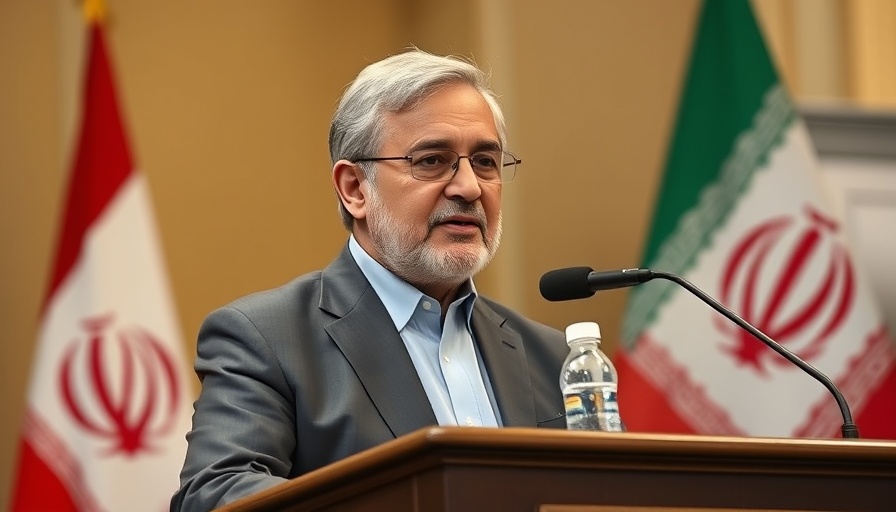Iran nuclear deal news: Official speaking at podium with Iranian flag.