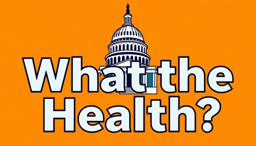 Illustration of capitol with health funding cuts text on orange background