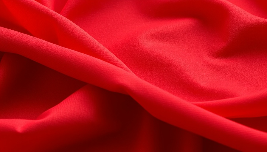 Vivid red fabric with intricate folds and soft lighting.