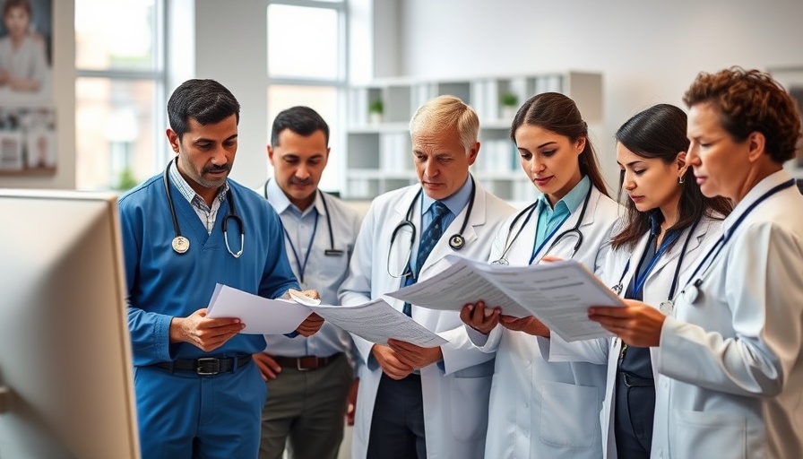 Cuban medical professionals discussing visa restrictions in an office.