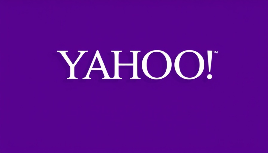 Yahoo logo in white on a purple background.