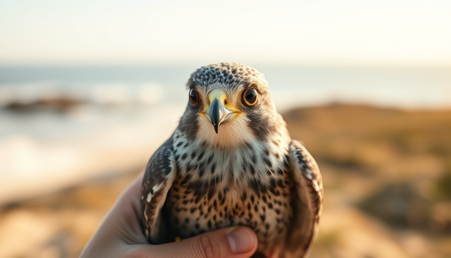 Rare falcons coastal comeback with small falcon being held