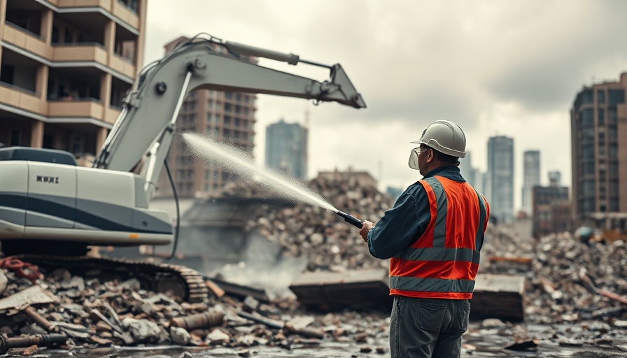 Demolition scene in urban area for Corpus Christi housing initiative.
