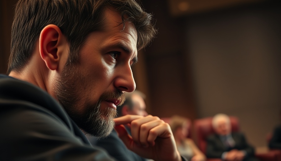 Close-up of a man in deep discussion on stage, America today.