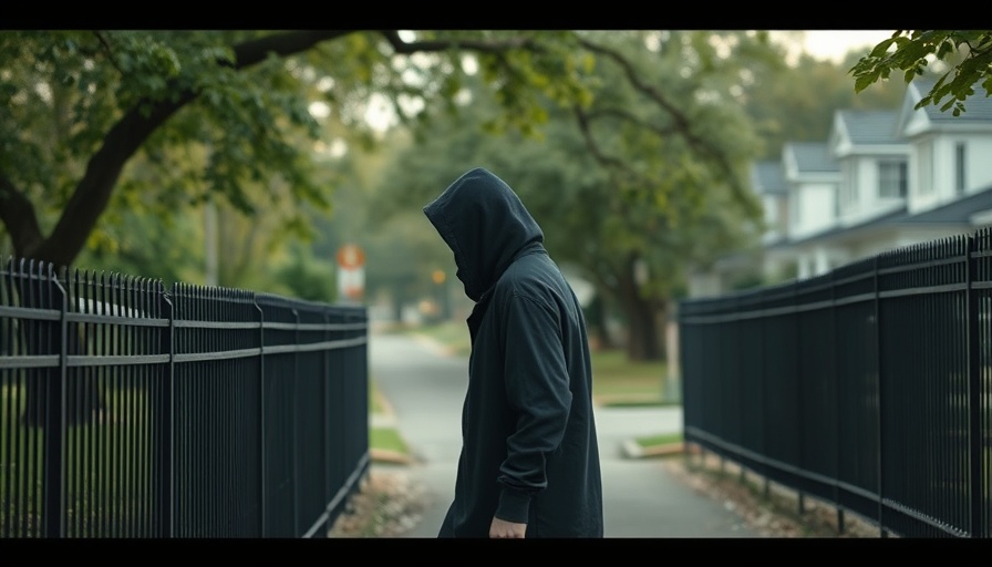 Person walking past a metal fence in San Antonio neighborhood.